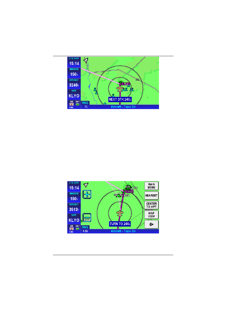 Turn anticipation, Figure 2-49: waypoint alert, Figure 2-50: turn anticipation | Navigation setup | BendixKing AV8OR User Manual | Page 84 / 368