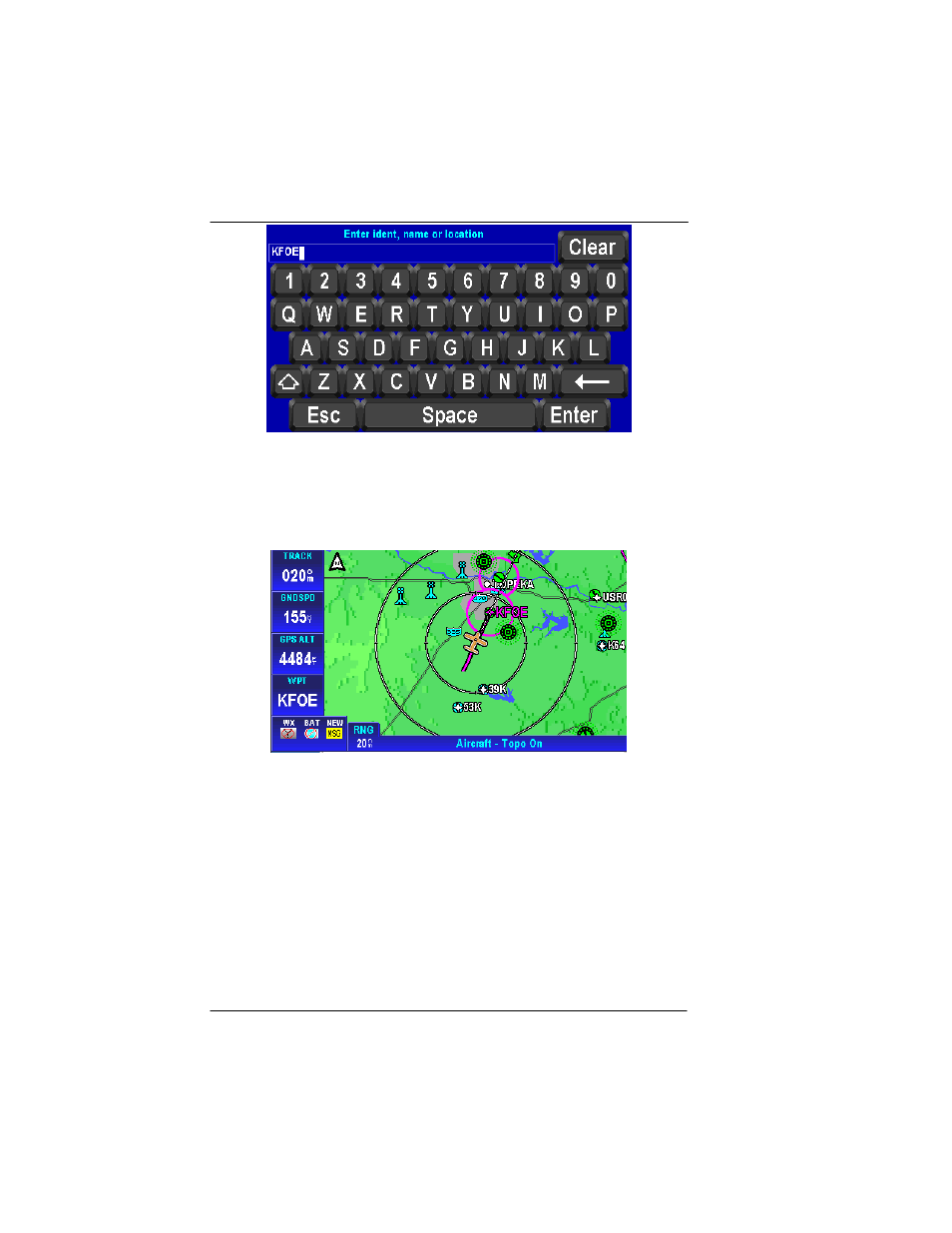 Ptr menu, Create a user waypoint, Figure 2-63: enter new wpt ident | Figure 2-64: new direct-to active | BendixKing AV8OR User Manual | Page 92 / 368