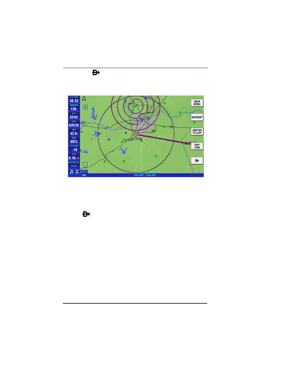 Figure 2-53: map – navigate to a navaid point -60 | BendixKing AV8OR Ace - Users Guide User Manual | Page 104 / 419