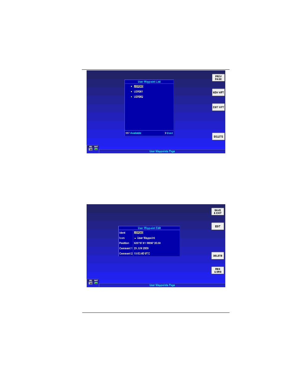 Figure 2-72: flight plan – user waypoint list -77 | BendixKing AV8OR Ace - Users Guide User Manual | Page 121 / 419