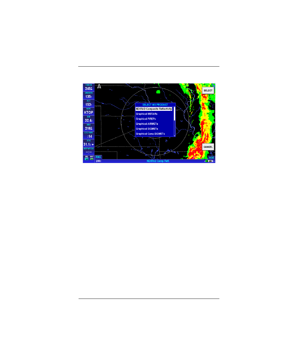 Nexrad composite reflectivity (usa and canada), Nexrad legend | BendixKing AV8OR Ace - Users Guide User Manual | Page 165 / 419
