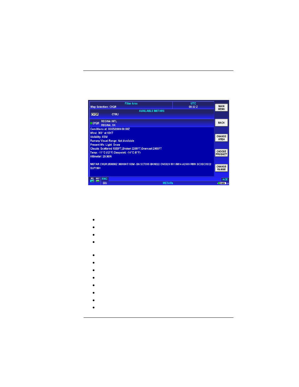 Text metars (usa and canada), Text metars (usa and canada) -141, Figure 2-149: wx – text metars -141 | BendixKing AV8OR Ace - Users Guide User Manual | Page 185 / 419