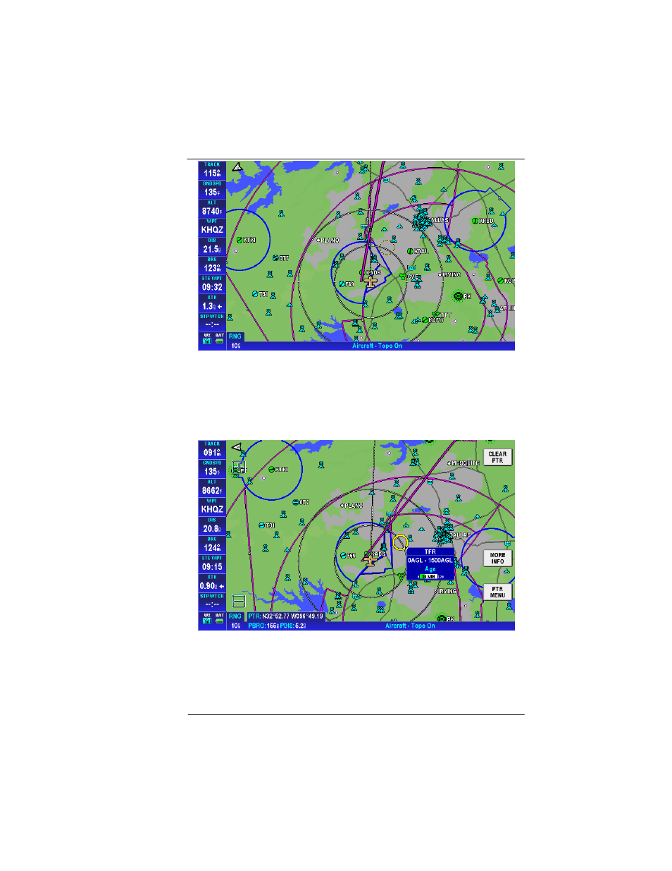Figure 2-159: tfr overlay -151, Figure 2-160: tfr overlay – popup -151 | BendixKing AV8OR Ace - Users Guide User Manual | Page 195 / 419
