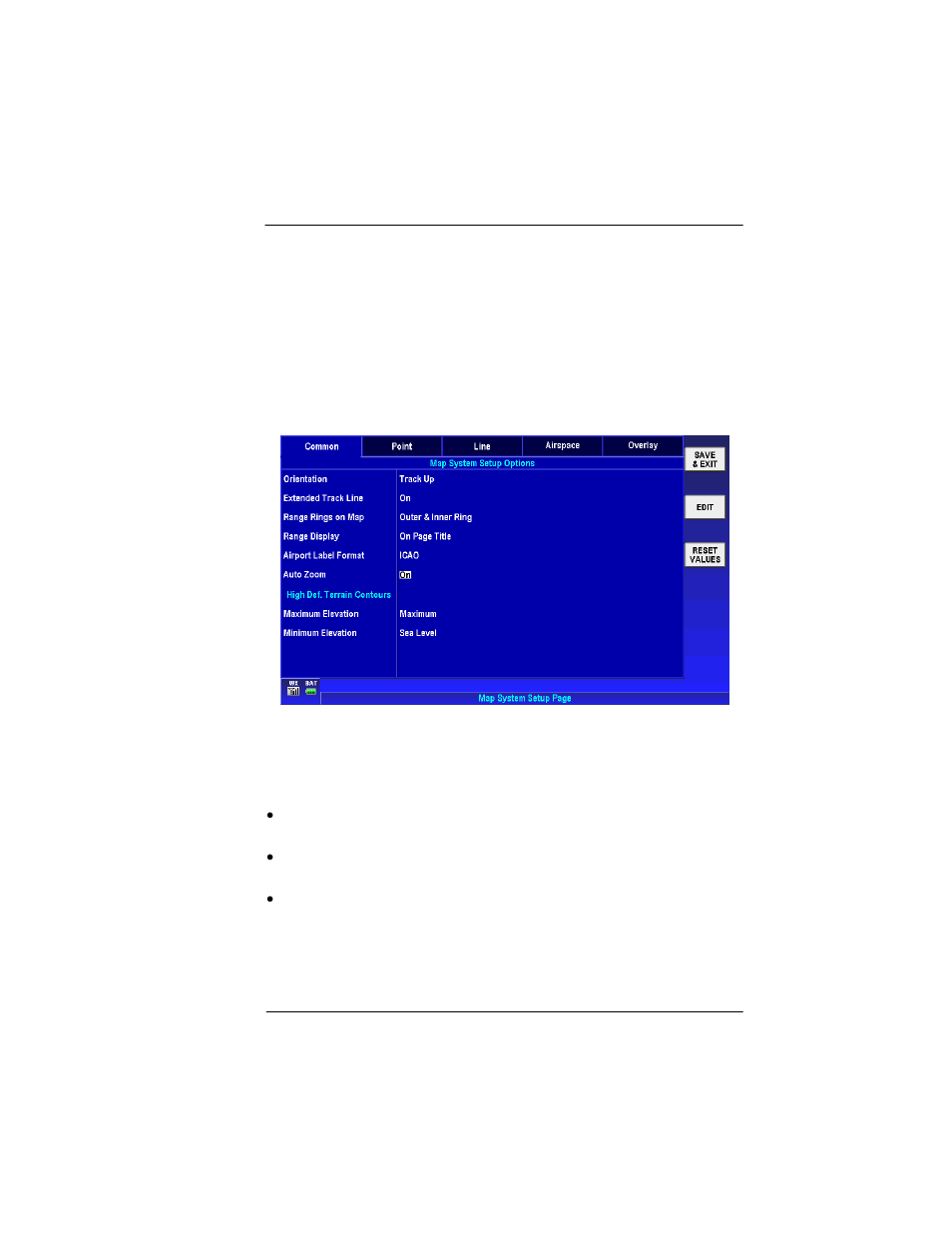 Map setup, Map setup -185, Figure 2-188: map system setup options -185 | BendixKing AV8OR Ace - Users Guide User Manual | Page 229 / 419