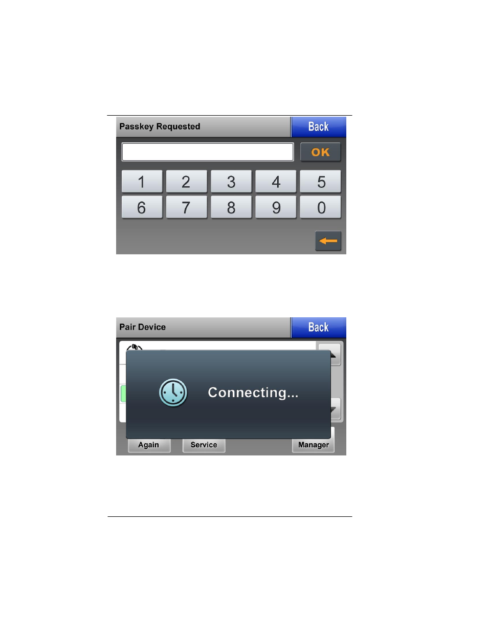 Figure 6-10: bluetooth passkey required -18, Figure 6-11: bluetooth connecting -18 | BendixKing AV8OR Ace - Users Guide User Manual | Page 412 / 419