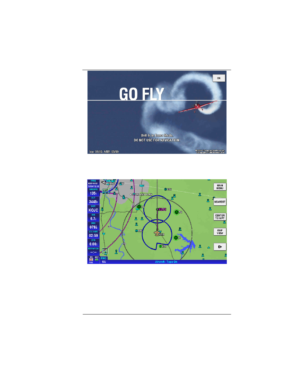 Figure 2-6: demo mode -5, Aviation main menu page | BendixKing AV8OR Ace - Users Guide User Manual | Page 49 / 419