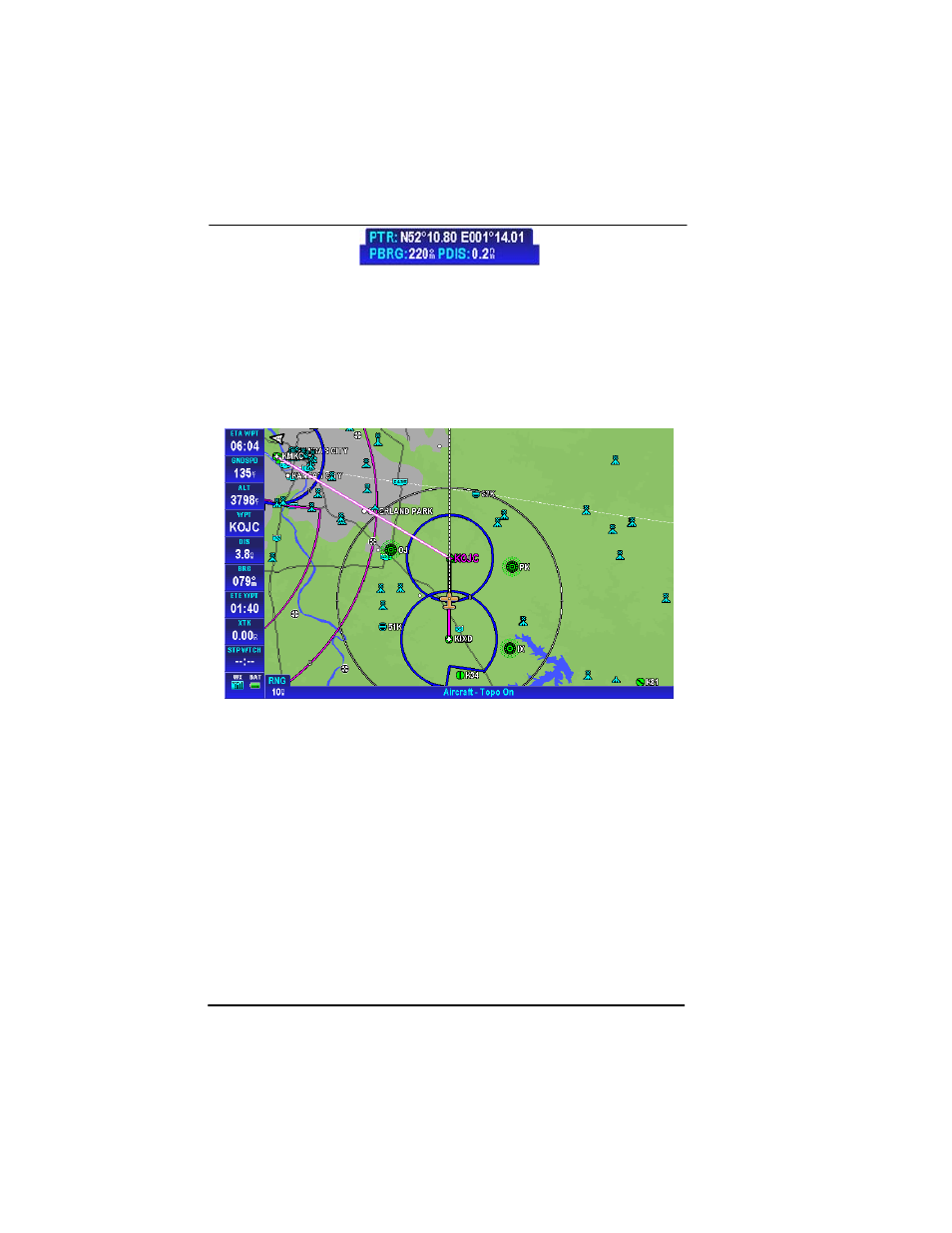 Data fields, Data fields -22, Figure 2-22: map – without soft keys -22 | BendixKing AV8OR Ace - Users Guide User Manual | Page 66 / 419