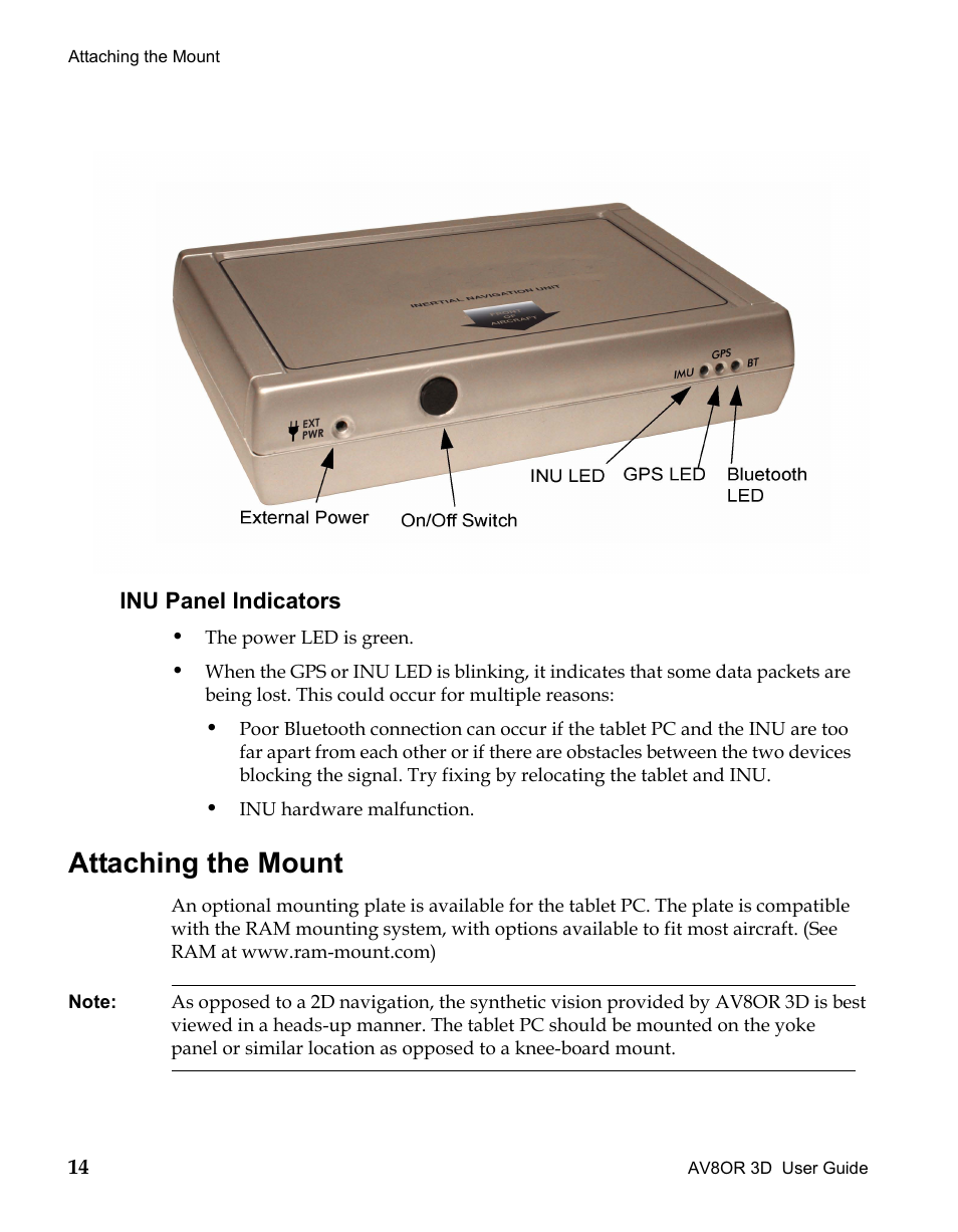 Inu panel indicators, Attaching the mount, Draft | BendixKing AV8OR 3D User Manual | Page 25 / 78