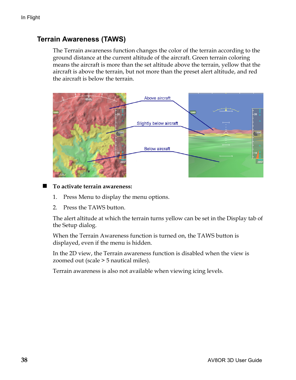 Terrain awareness (taws), Draft | BendixKing AV8OR 3D User Manual | Page 49 / 78