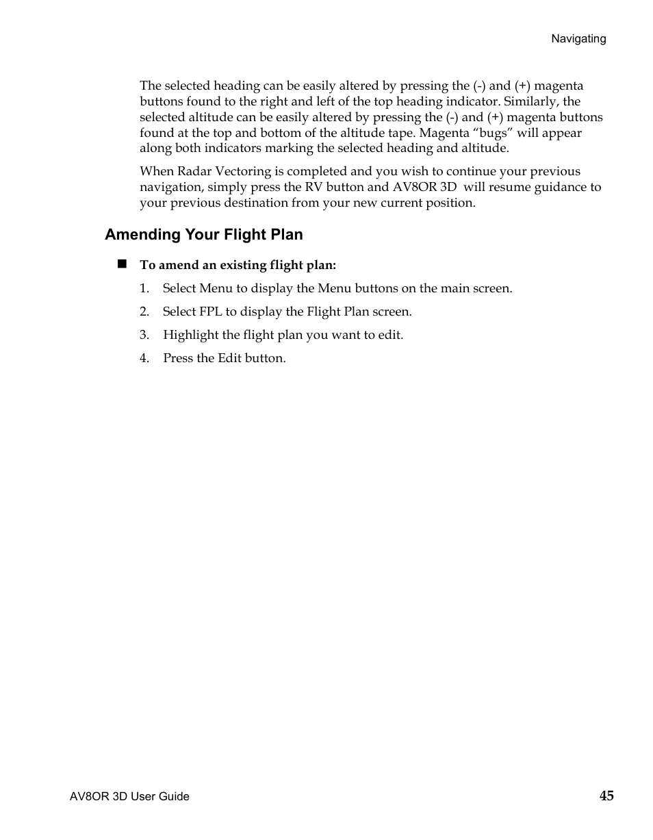 Amending your flight plan, Draft | BendixKing AV8OR 3D User Manual | Page 56 / 78