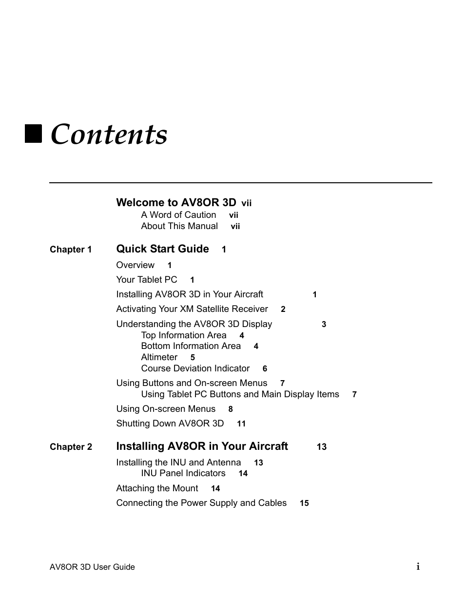 BendixKing AV8OR 3D User Manual | Page 7 / 78