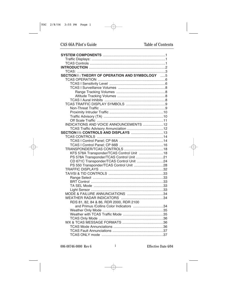 Table of contents cas 66a pilot's guide | BendixKing CAS 66A User Manual | Page 3 / 57