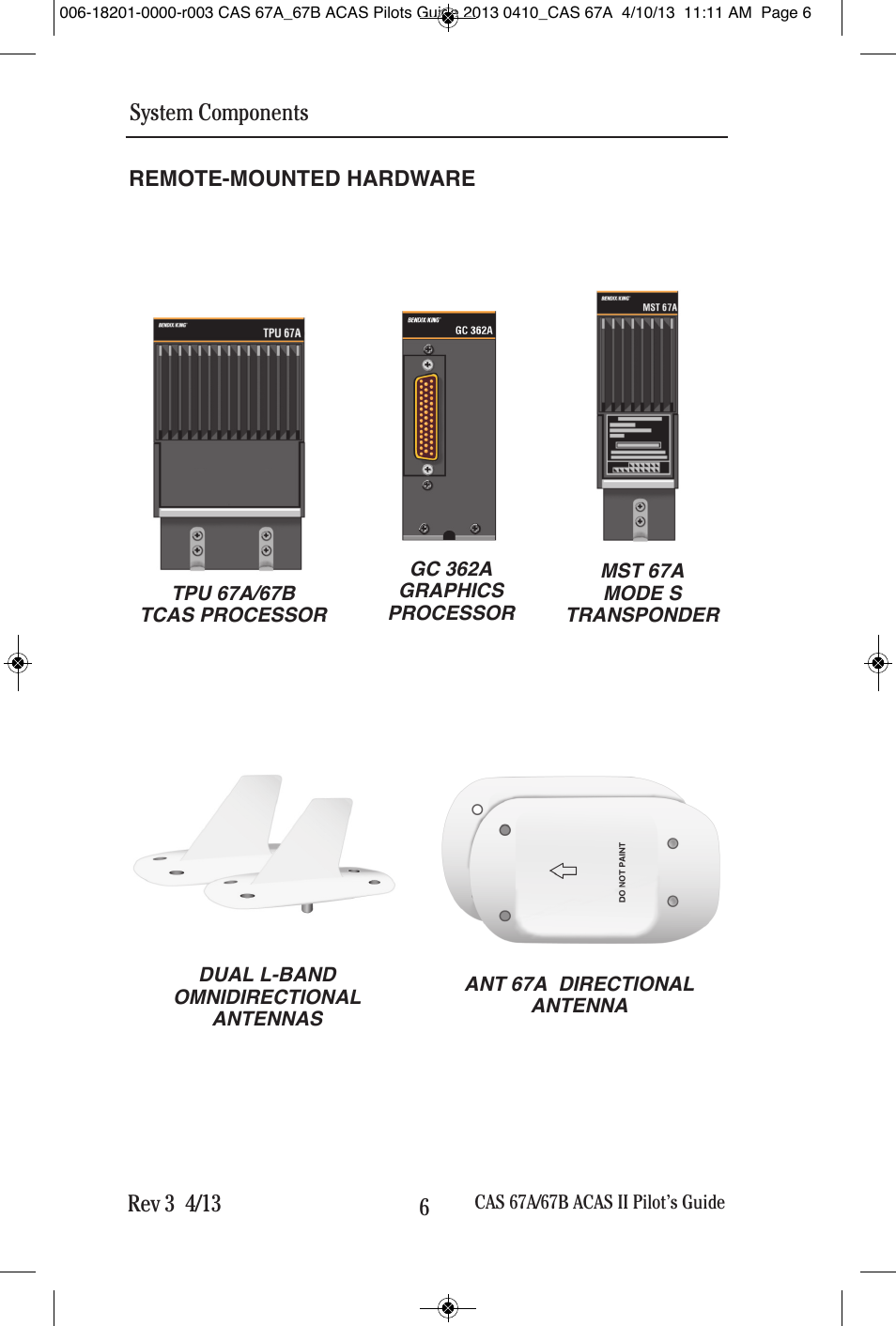 Rev 3 4/13 system components | BendixKing CAS 67A ACAS II User Manual | Page 12 / 111