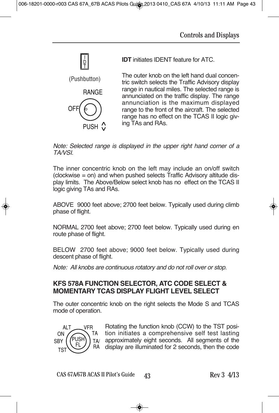 Controls and displays | BendixKing CAS 67A ACAS II User Manual | Page 49 / 111