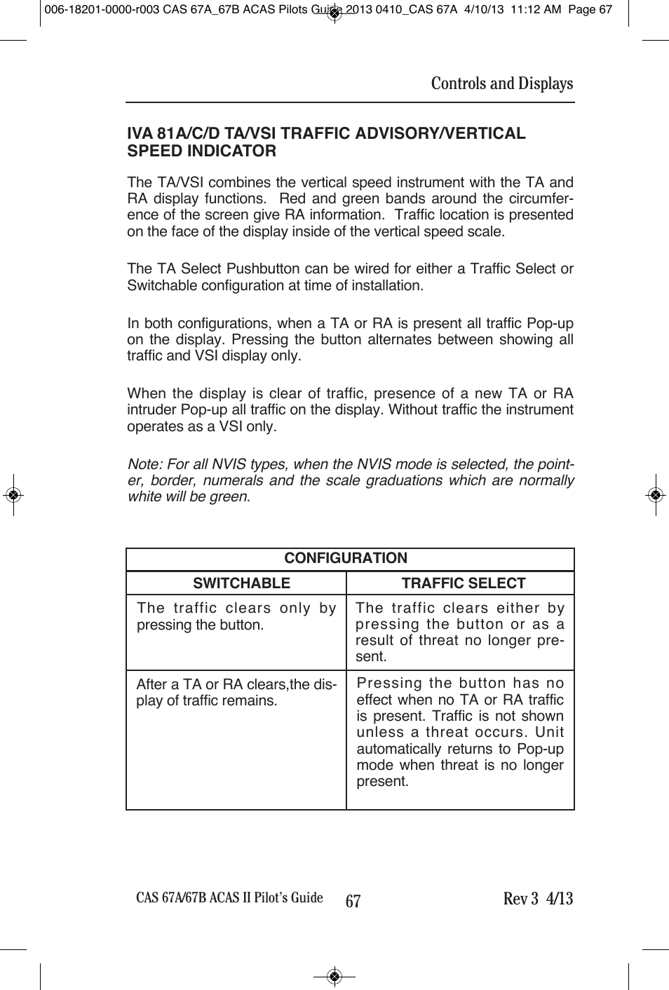 Controls and displays | BendixKing CAS 67A ACAS II User Manual | Page 73 / 111