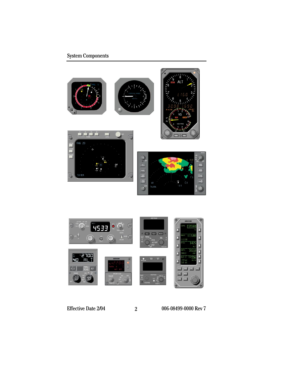 System components, Cockpit displays, Mode s/tcas control panels | BendixKing CAS 67A TCAS II User Manual | Page 4 / 86