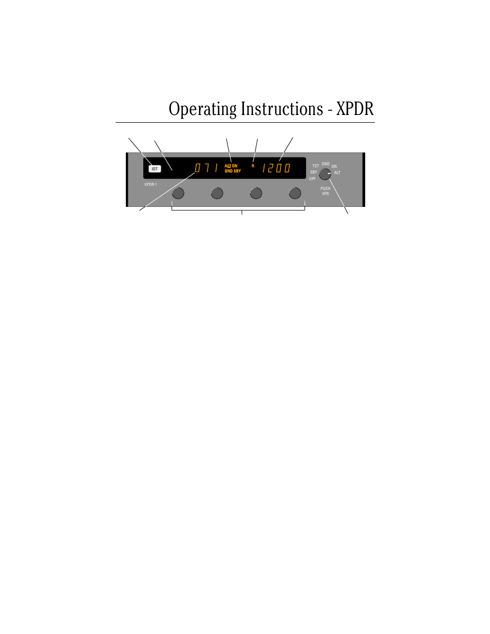 Operating instructions - xpdr, Front panel operation | BendixKing CNI 5000 User Manual | Page 13 / 17