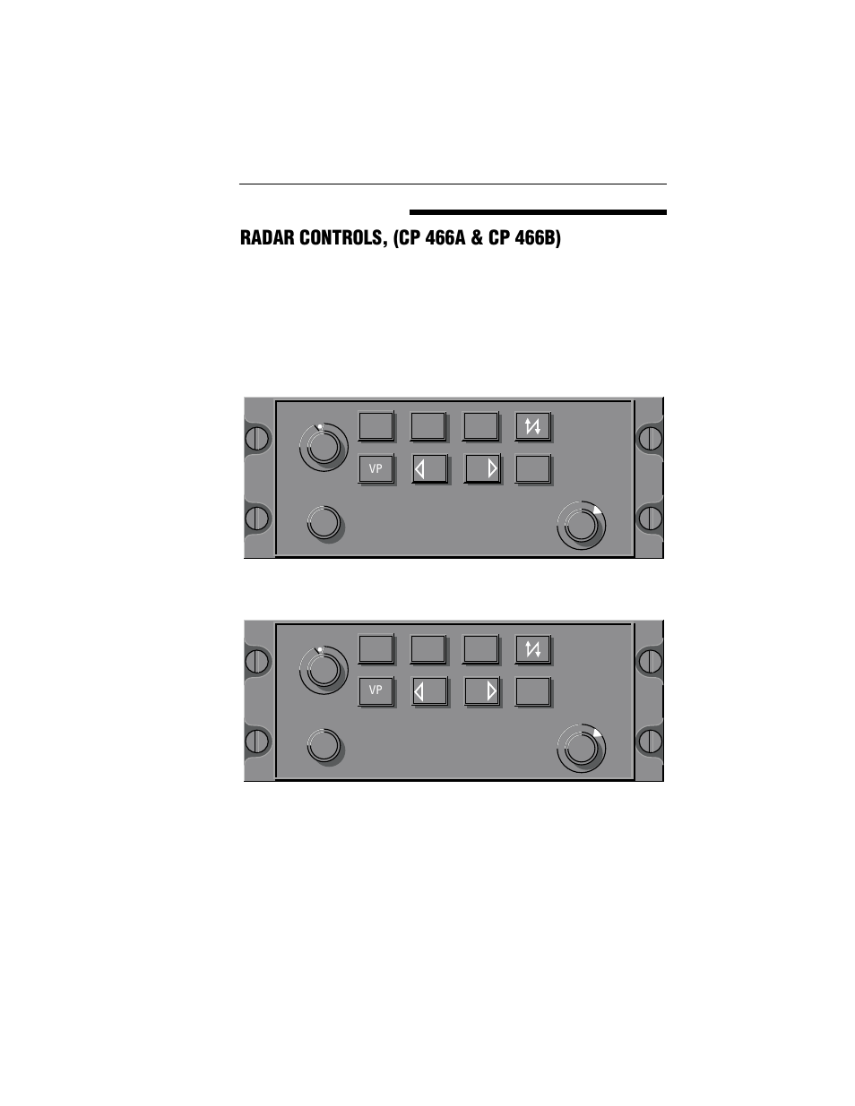 Radar operation, Radar controls, (cp 466a & cp 466b) | BendixKing SG 465 System EFS 50 User Manual | Page 50 / 177