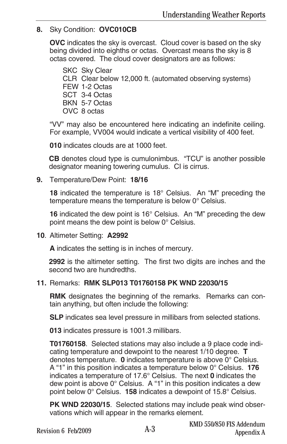 Understanding weather reports | BendixKing KMD 540 - Addendum System KMD 850 User Manual | Page 100 / 136