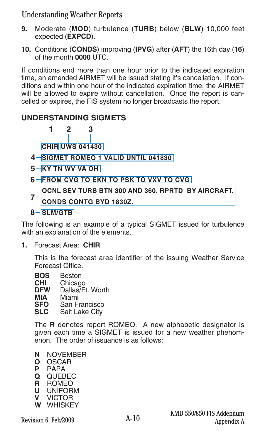 A-10, Understanding weather reports | BendixKing KMD 540 - Addendum System KMD 850 User Manual | Page 107 / 136