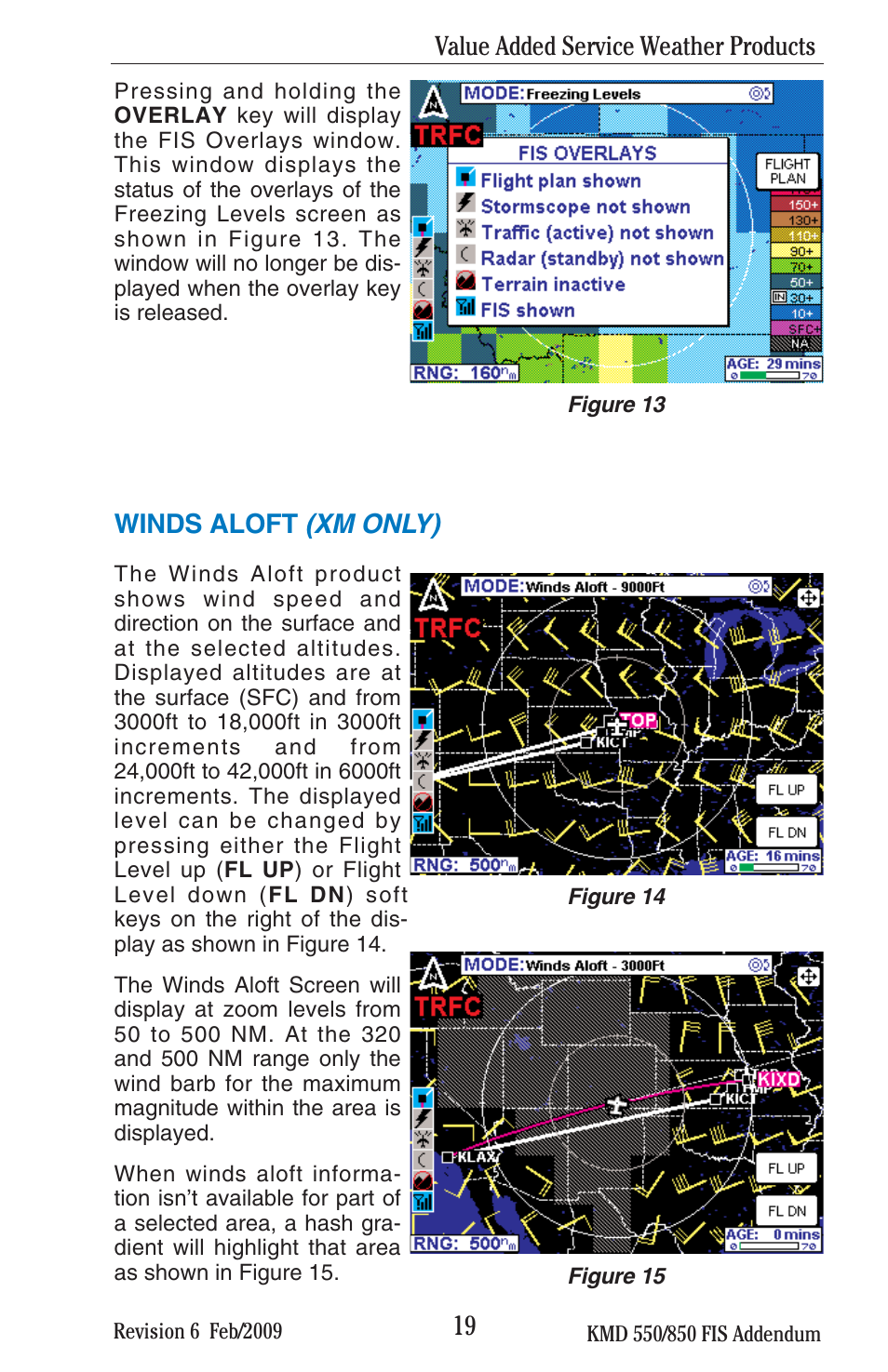 Xm only), Winds aloft, Value added service weather products | BendixKing KMD 540 - Addendum System KMD 850 User Manual | Page 32 / 136