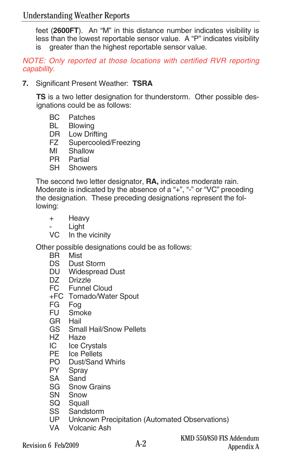Understanding weather reports | BendixKing KMD 540 - Addendum System KMD 850 User Manual | Page 99 / 136