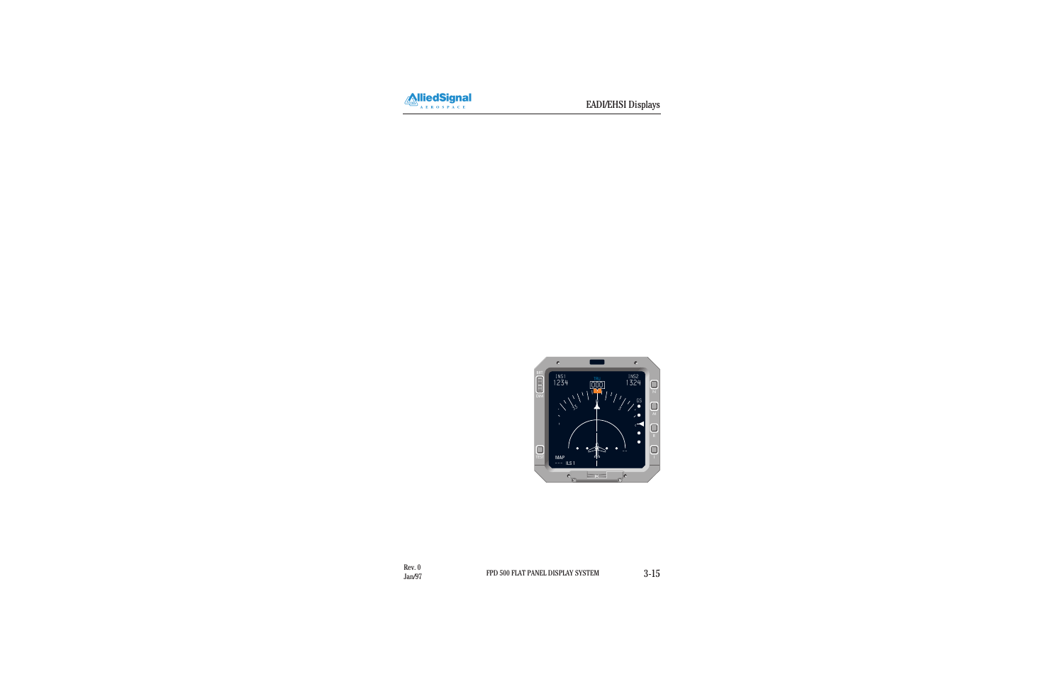 Eadi/ehsi displays 3-15, Figure 3.2-14 map display | BendixKing FPI 3501B System FPD 500 User Manual | Page 25 / 65