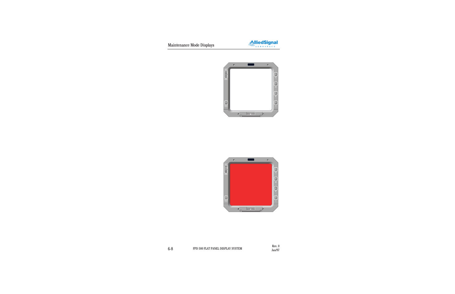 Maintenance mode displays 6-8, 12 maintenance page 12, 13 maintenance page 13 | BendixKing FPI 3501B System FPD 500 User Manual | Page 60 / 65