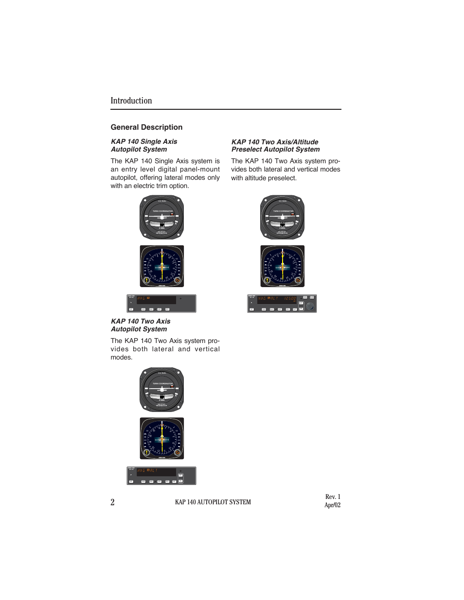 General description, Introduction 2 | BendixKing KAP 140 User Manual | Page 10 / 102
