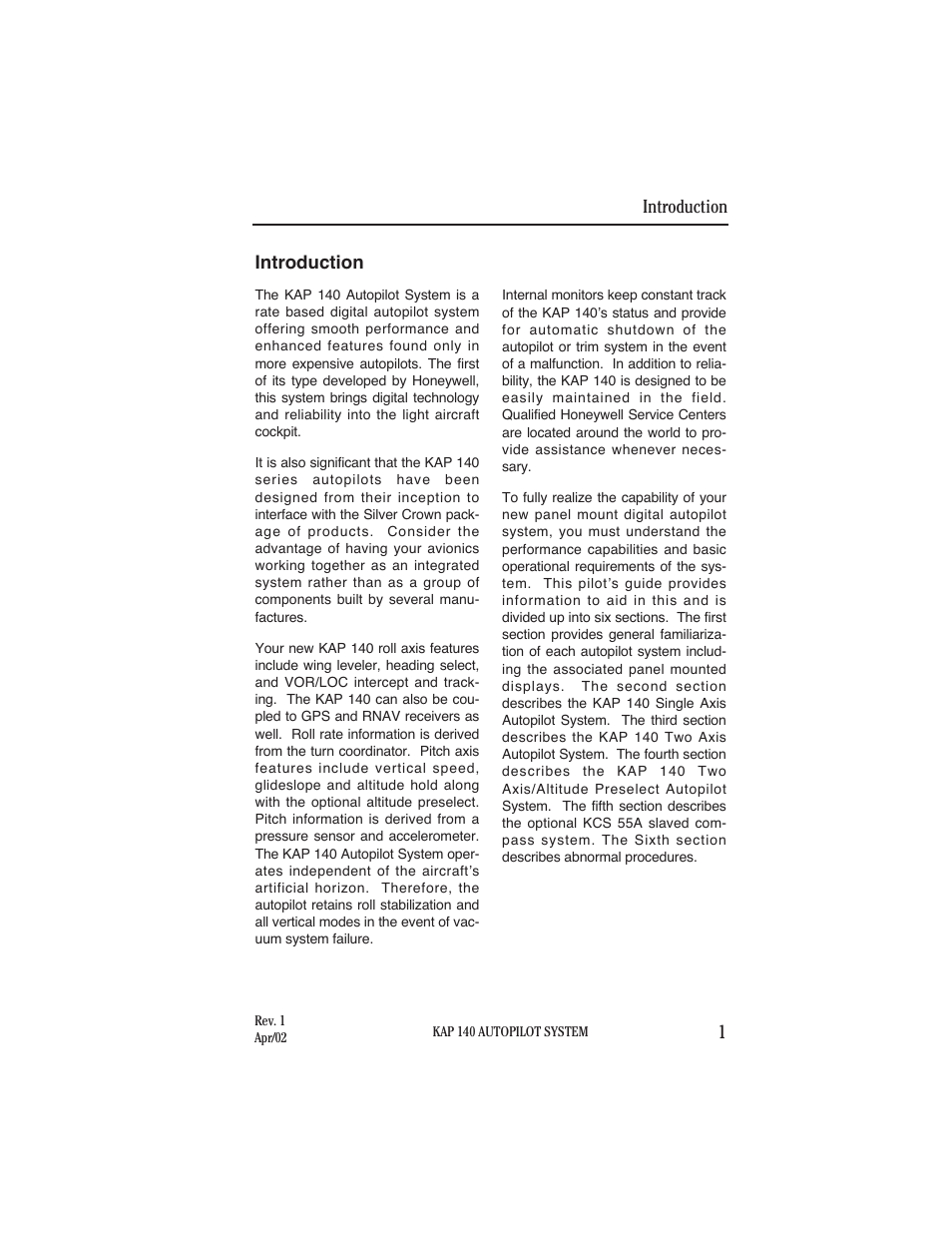 Introduction | BendixKing KAP 140 User Manual | Page 9 / 102