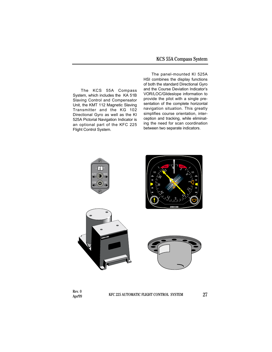 Kcs 55a compass system, Kcs 55a compass system 27 | BendixKing KI 525A System KFC 225 User Manual | Page 27 / 42