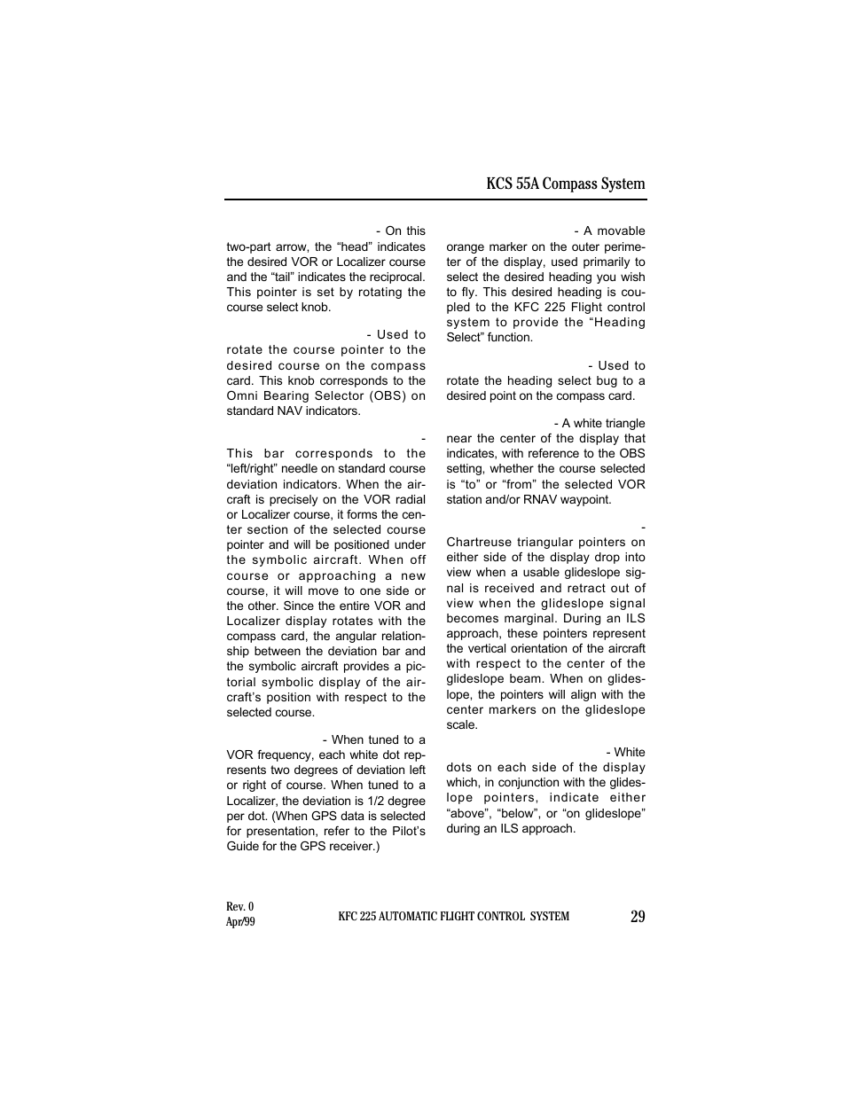 Kcs 55a compass system 29 | BendixKing KI 525A System KFC 225 User Manual | Page 29 / 42