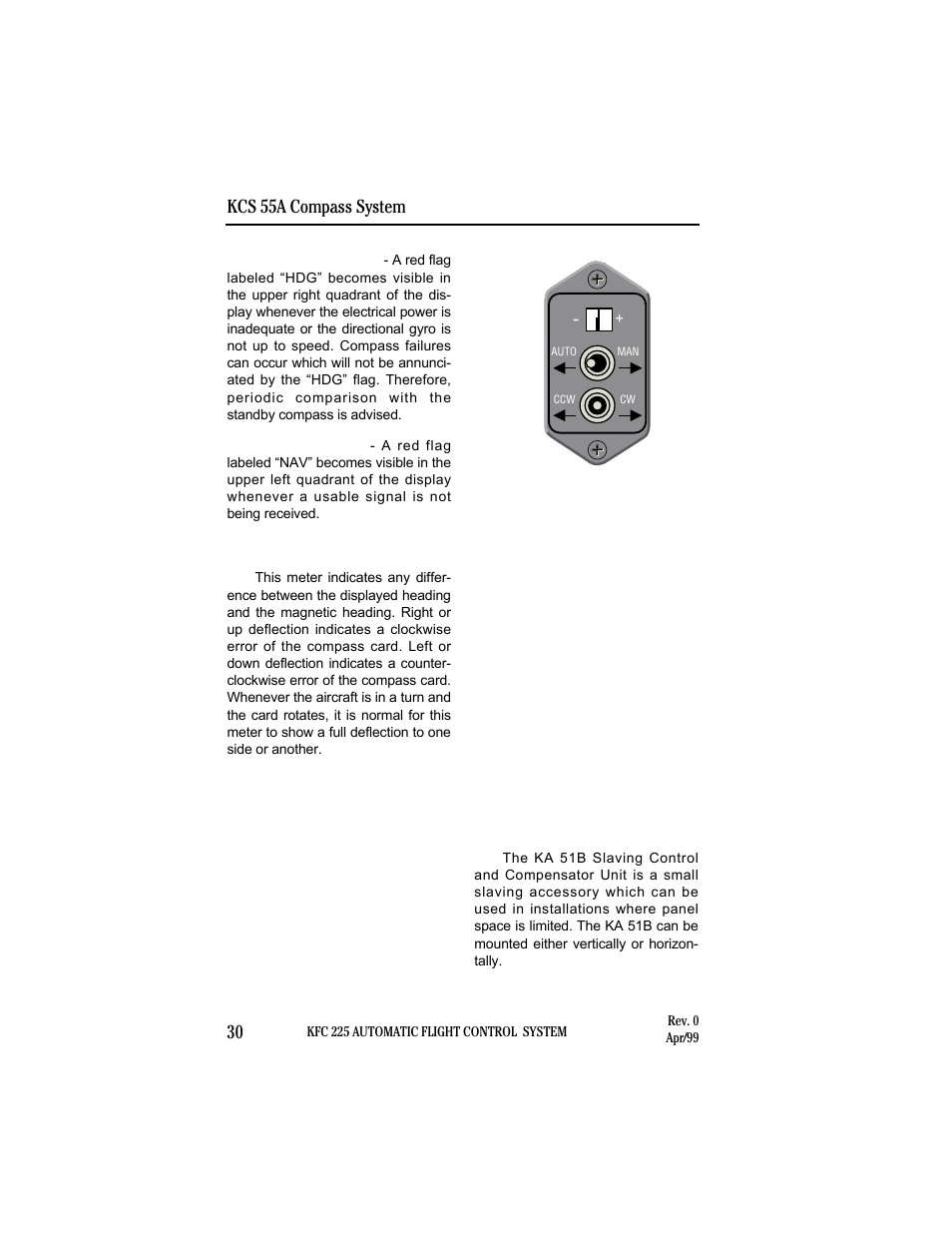 Slaving meter (ka 51b), Kcs 55a compass system 30 | BendixKing KI 525A System KFC 225 User Manual | Page 30 / 42
