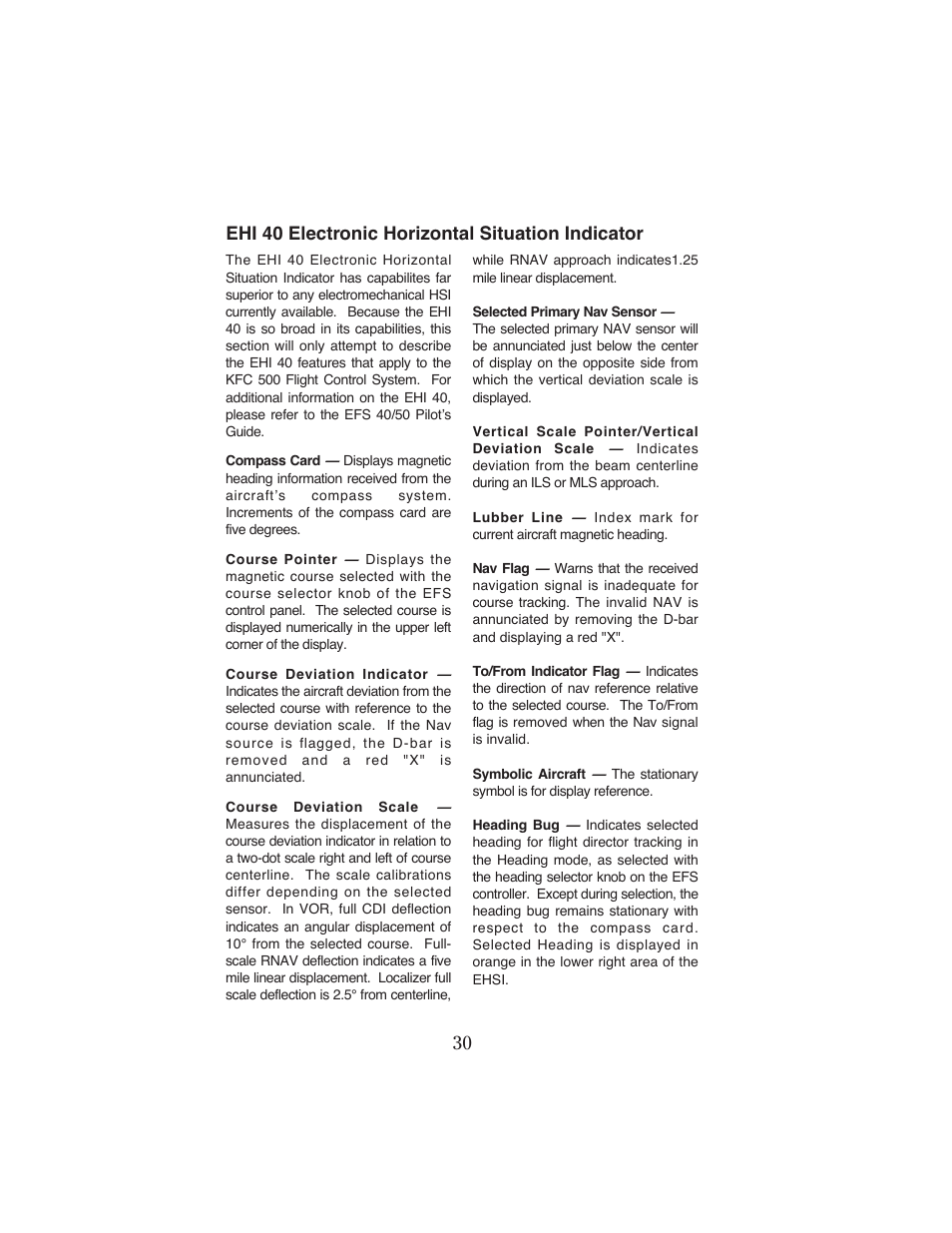 Ehi 40 electronic horizontal situation indicator | BendixKing KFC 500 User Manual | Page 31 / 67