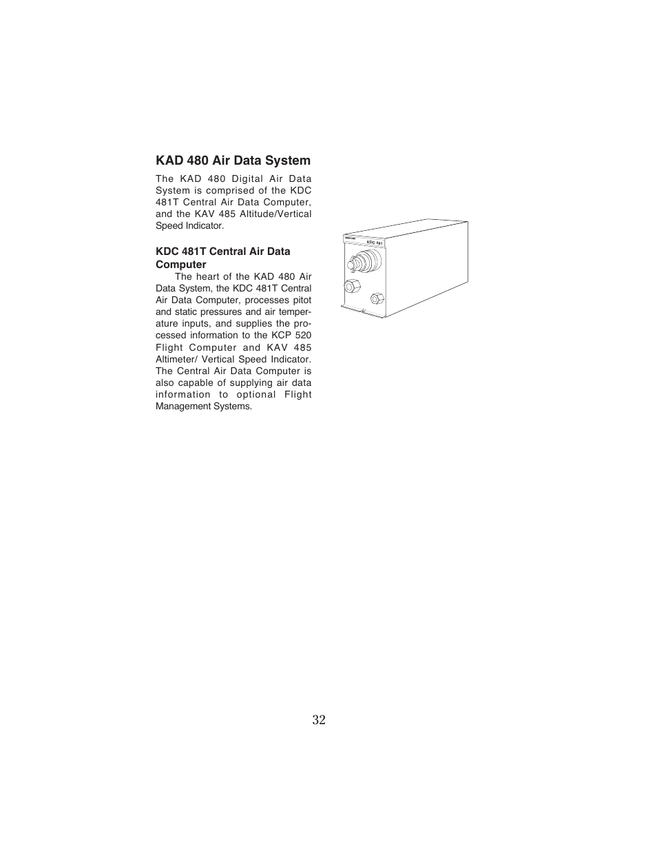 Kad 480 air data system | BendixKing KFC 500 User Manual | Page 33 / 67