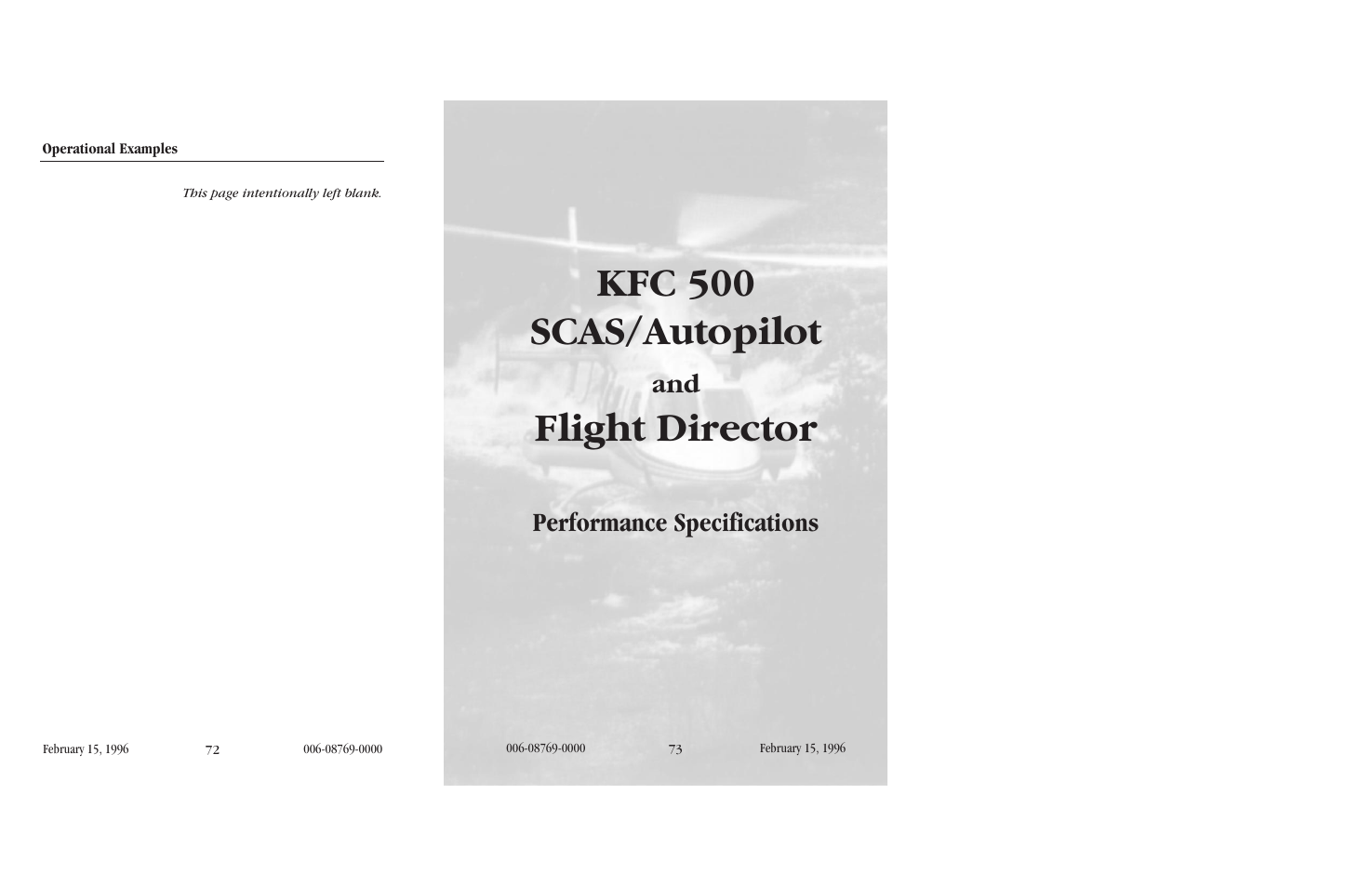 Kfc 500 scas/autopilot, Flight director, Performance specifications | BendixKing KFC 500 User Manual | Page 41 / 44