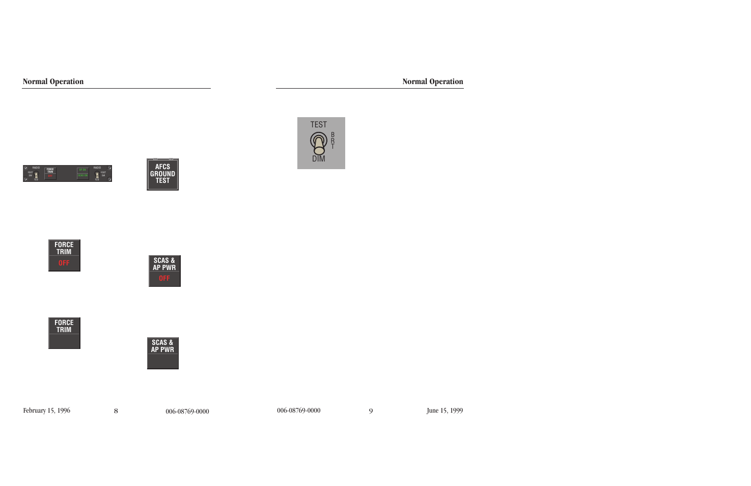 Normal operation, Test dim, Basic scas/ap operation | BendixKing KFC 500 User Manual | Page 9 / 44