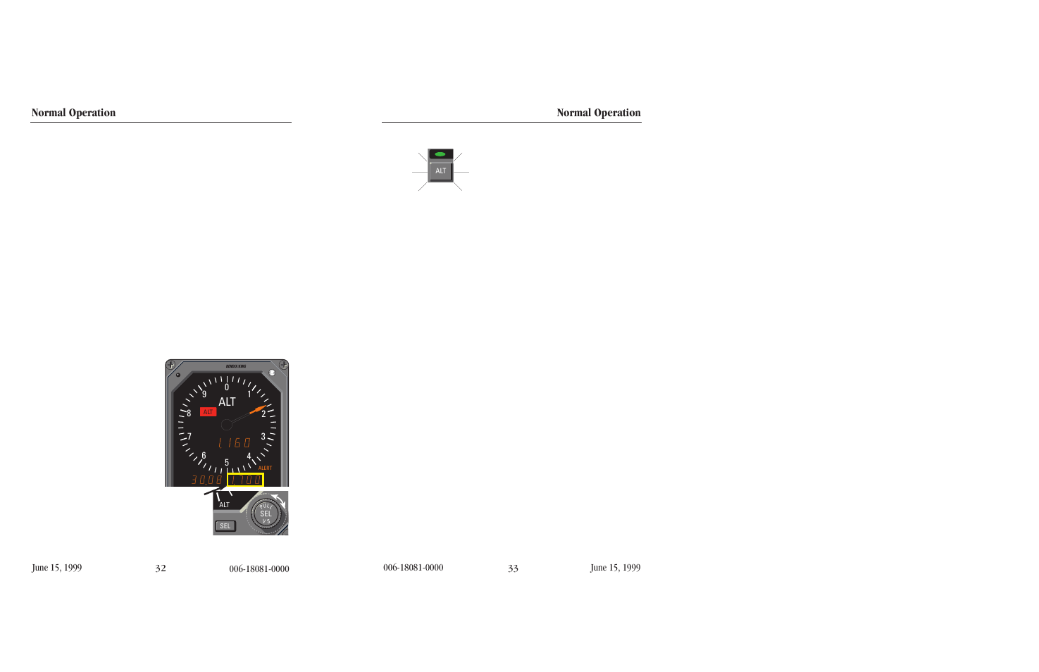 Autolevel mode, Altitude select (alt sel), Altitude hold (alt) | Normal operation | BendixKing KFC 500 User Manual | Page 21 / 45