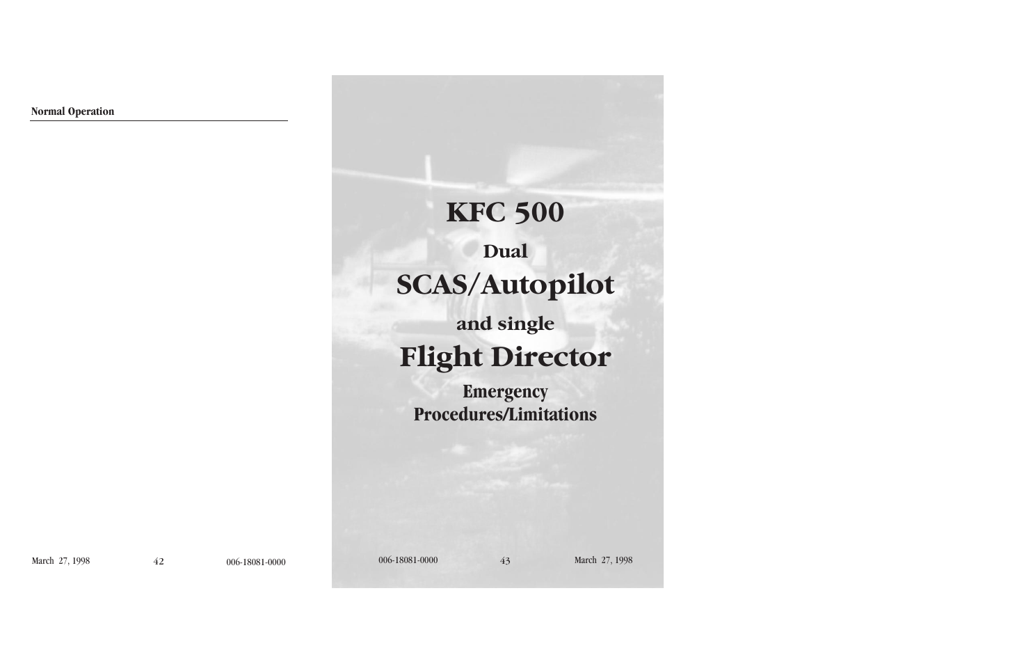 Emergency procedures/limitations, Kfc 500, Scas/autopilot | Flight director, Dual, And single | BendixKing KFC 500 User Manual | Page 26 / 45