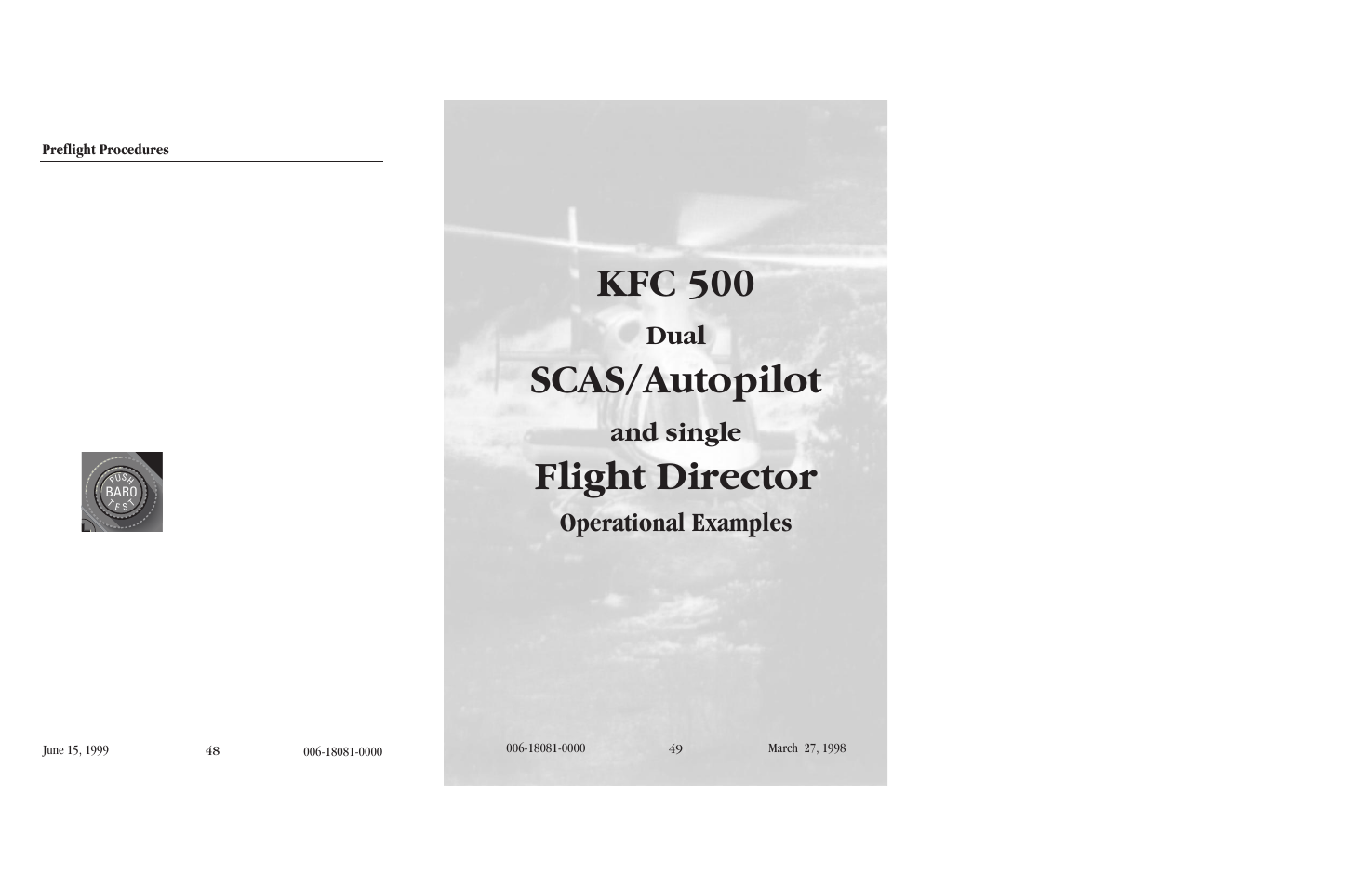 Air data system self test, Operational examples, Kfc 500 | Scas/autopilot, Flight director, Dual, And single | BendixKing KFC 500 User Manual | Page 29 / 45