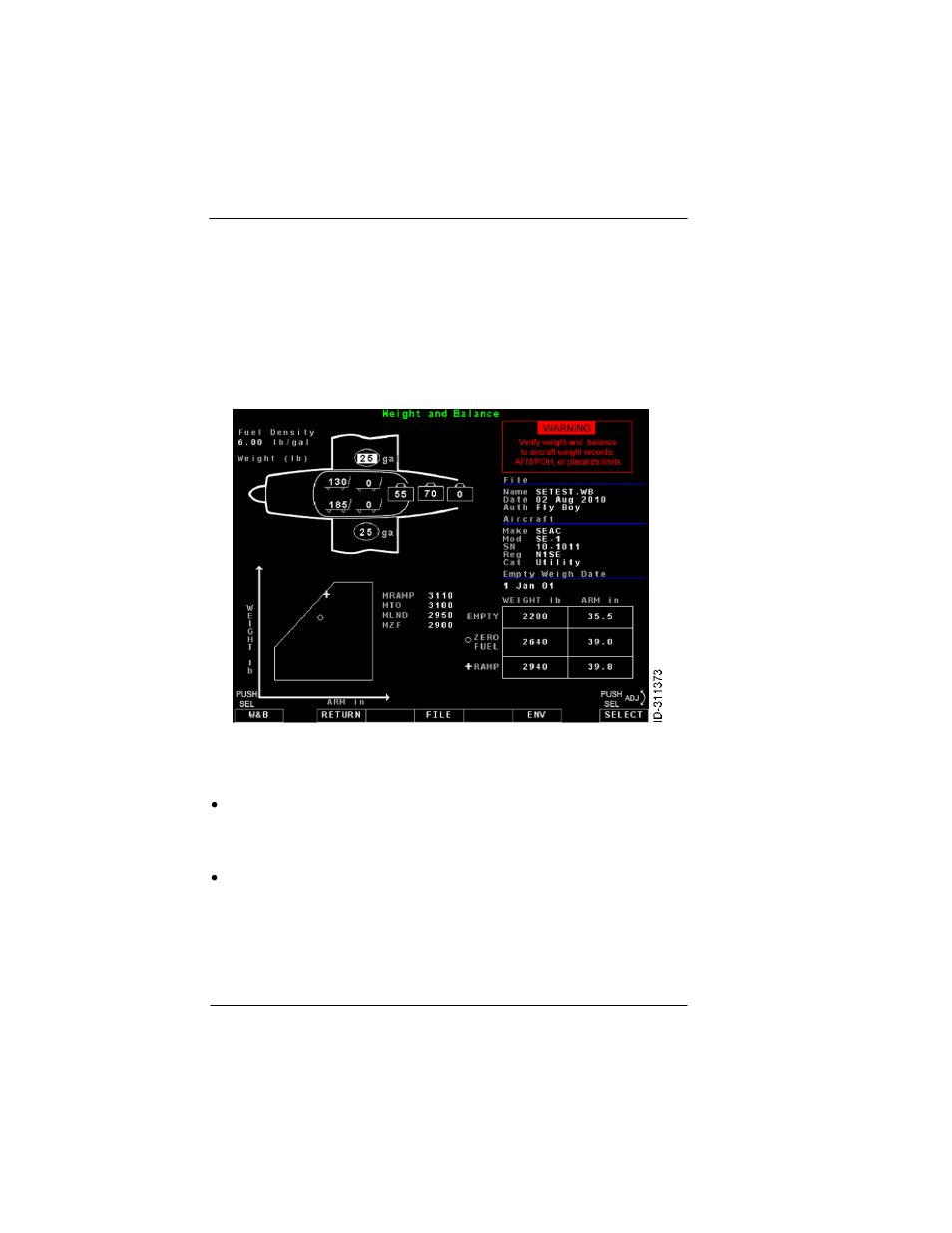 Weight and balance page | BendixKing KFD 840 User Manual | Page 84 / 101