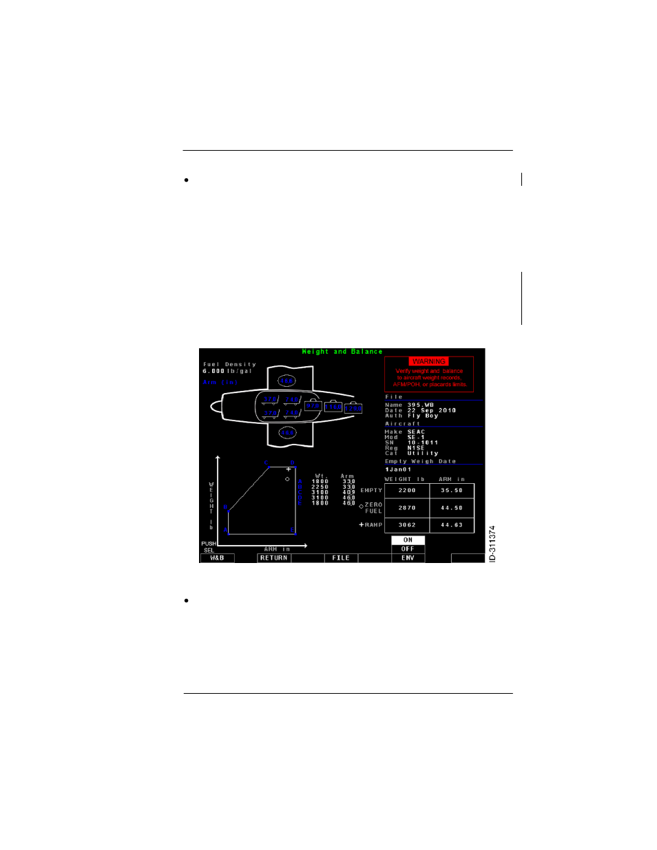 Figure 9-5: w&b graph with env on | BendixKing KFD 840 User Manual | Page 85 / 101