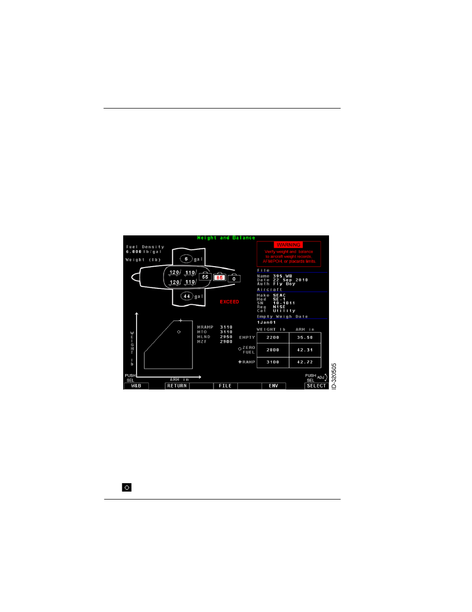 Figure 9-6: baggage w&b exceed warning | BendixKing KFD 840 User Manual | Page 86 / 101