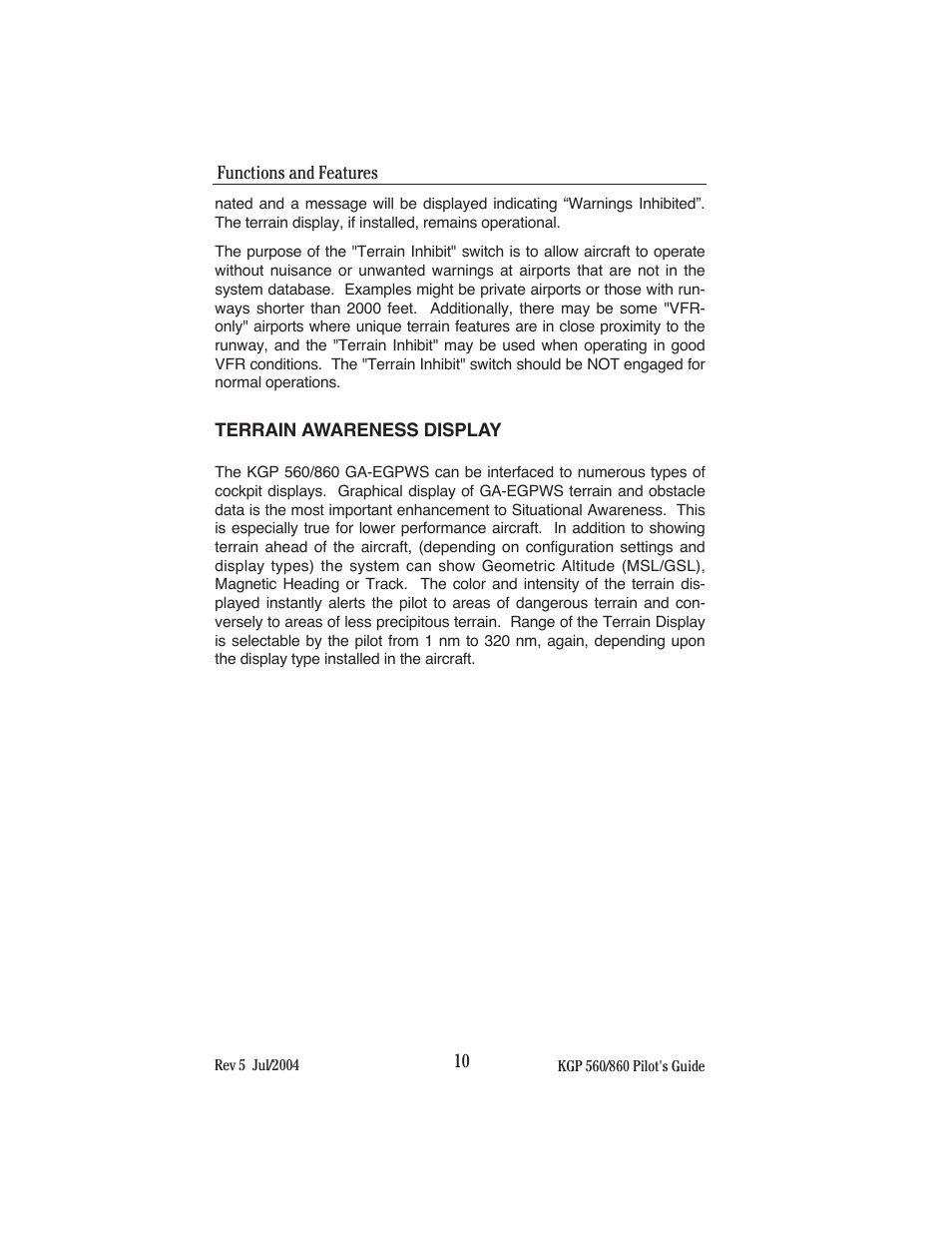 Terrain awareness display | BendixKing KGP 860 User Manual | Page 14 / 37