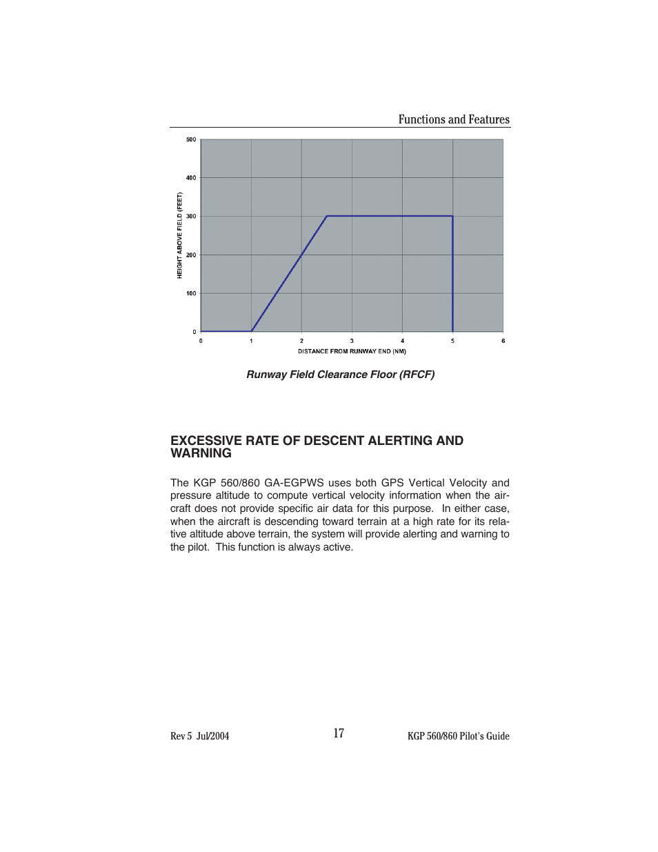 Excessive rate of descent alerting and warning | BendixKing KGP 860 User Manual | Page 21 / 37