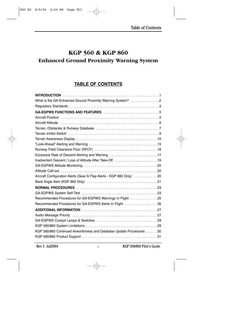 BendixKing KGP 860 User Manual | Page 3 / 37