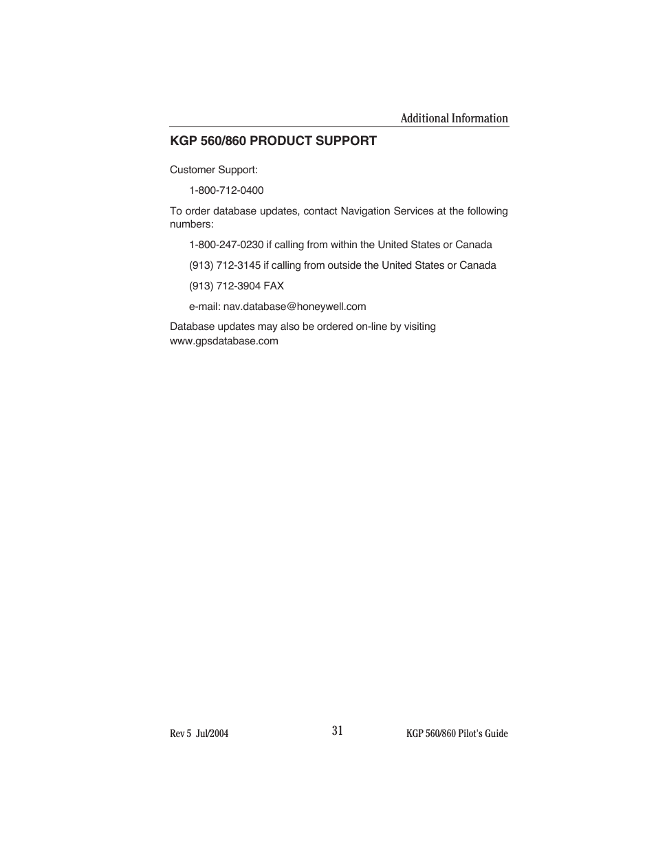 Kgp 560/860 product support | BendixKing KGP 860 User Manual | Page 35 / 37