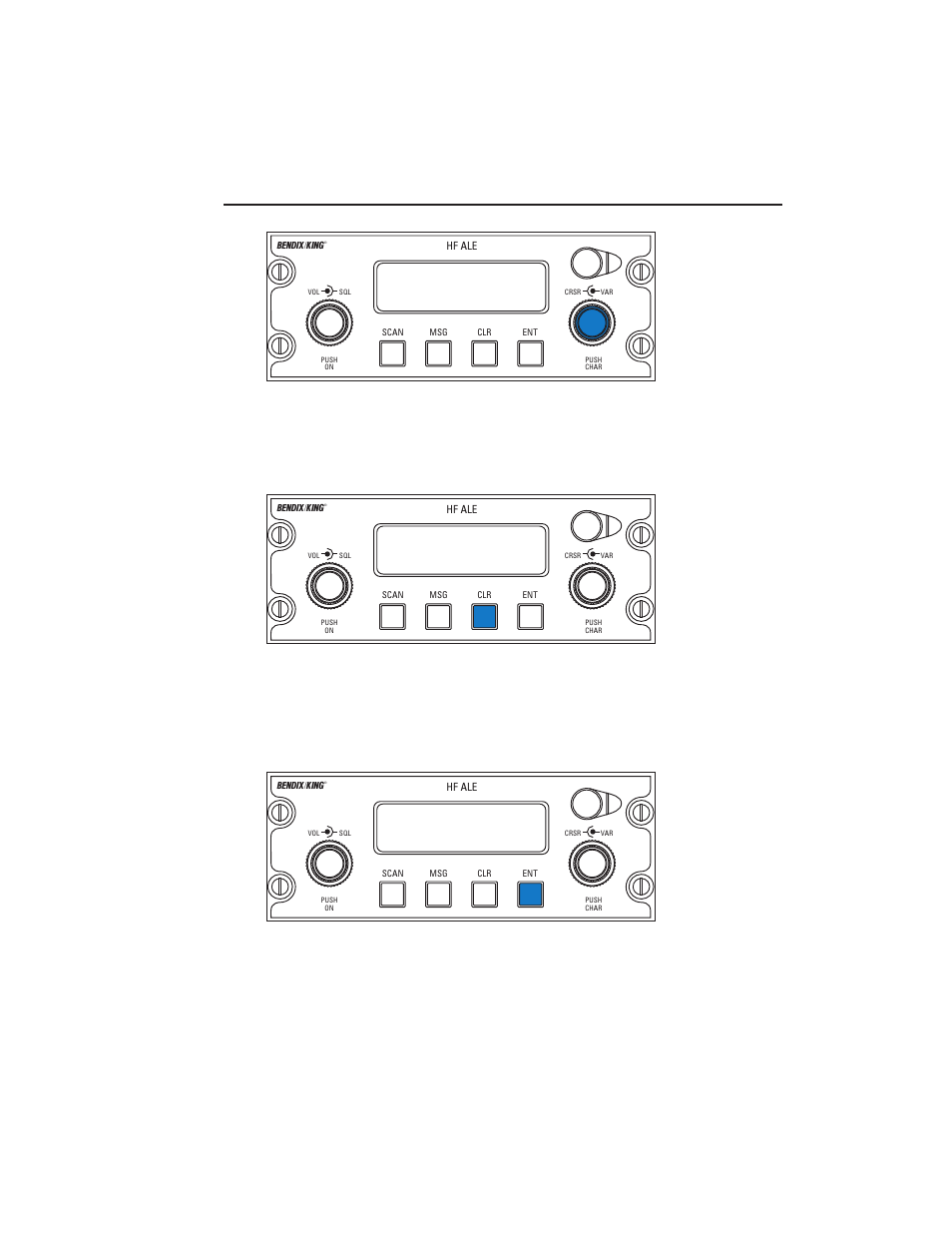 Operation 3-6, Figure 3-4 var control, Figure 3-5 clr key | Figure 3-6 ent key | BendixKing KHF 990 User Manual | Page 43 / 202