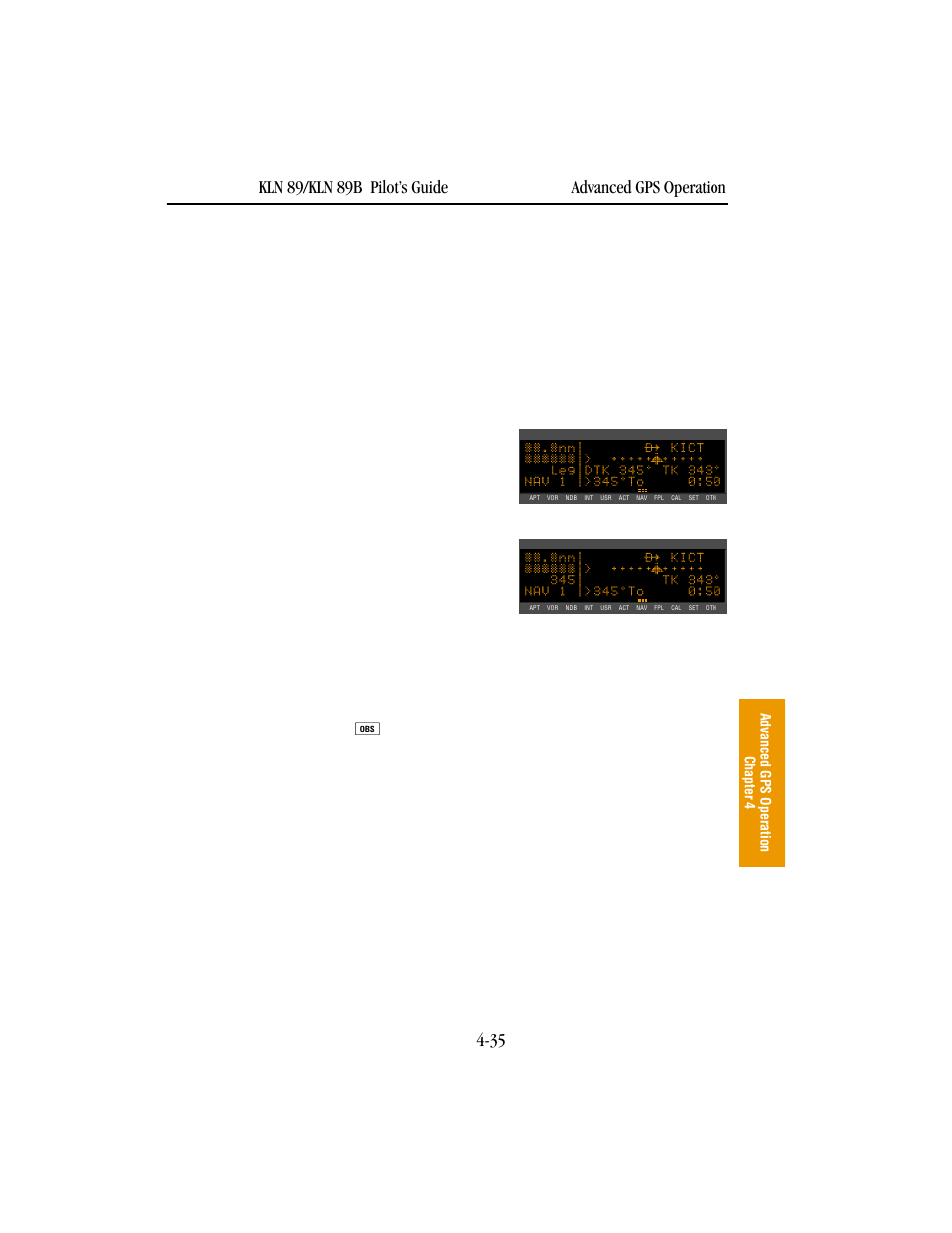 Navigation modes, Selecting the leg mode or the obs mode, The leg mode | BendixKing KLN 89B - Pilots Guide User Manual | Page 146 / 246