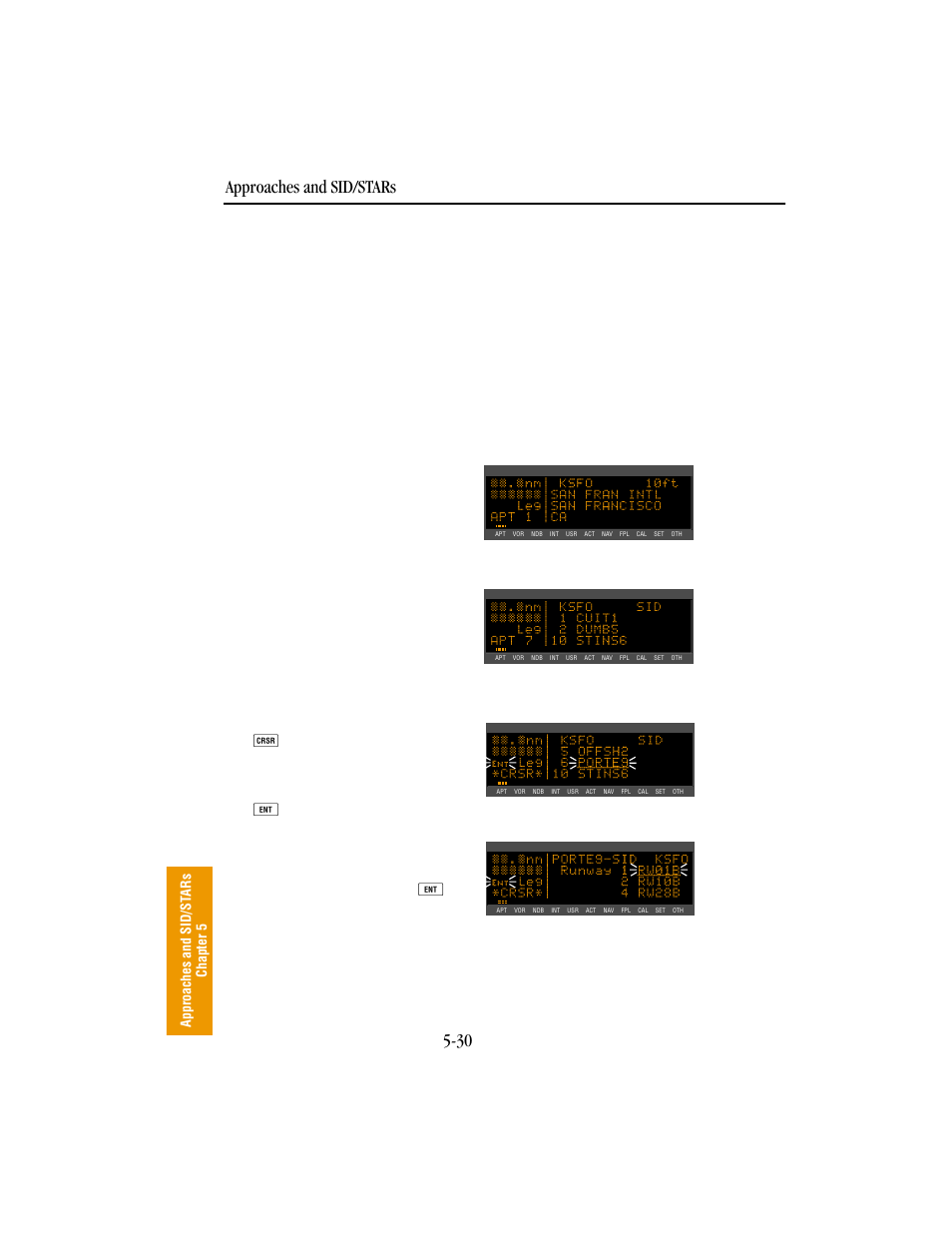 Selecting a sid, Approaches and sid/stars 5-30 | BendixKing KLN 89B - Pilots Guide User Manual | Page 189 / 246